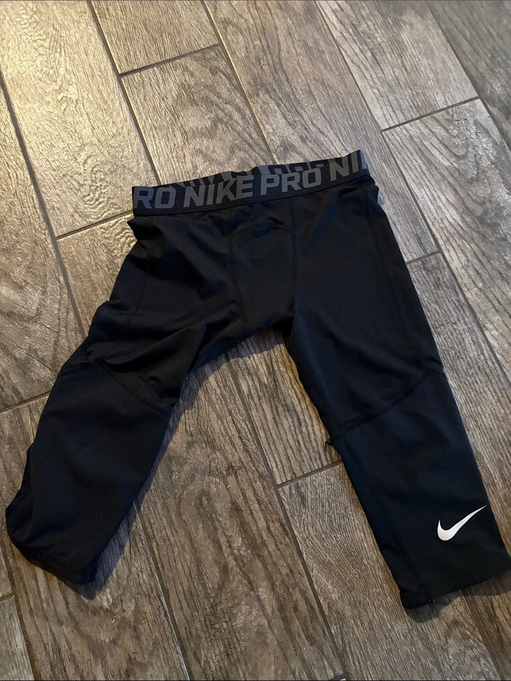 Nike Black' 3/4 Performance Leggings with White Swoosh
